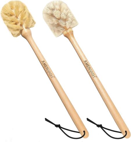 Bottle Brush Cleaner with Horsehair Bristles, 13-3/4 Inch Long Wood Handle Natural Cleaning Brush Cleans and Scrubs Wide Mouth Jars, Glasses, Vases, Mugs and Pitchers in Saudi Arabia