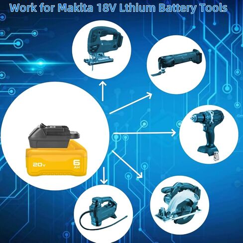 بالنسبة لمحول بطارية DeWalt ، قم بتحويل بطارية الليثيوم DeWalt 20V 60V للعمل في أدوات طاقة لاسلكية أخرى (لبطارية DeWalt إلى أداة Makita) in Saudi Arabia