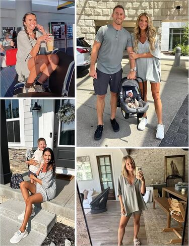 2 Two Piece Outfits for Women Summer Oversized Workout V Neck T Shirts Biker Shorts Matching Sets(DustyPurple-S) in Kuwait