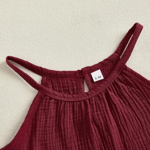 Toddler Girls Clothes Solid Color Sleeveless Camisole Linen Pants Set Toddler Baby Summer Outfits Ruffle Halter Tops in Saudi Arabia