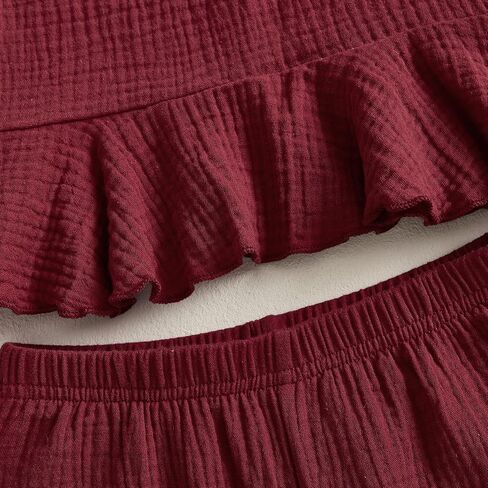 Toddler Girls Clothes Solid Color Sleeveless Camisole Linen Pants Set Toddler Baby Summer Outfits Ruffle Halter Tops in Saudi Arabia