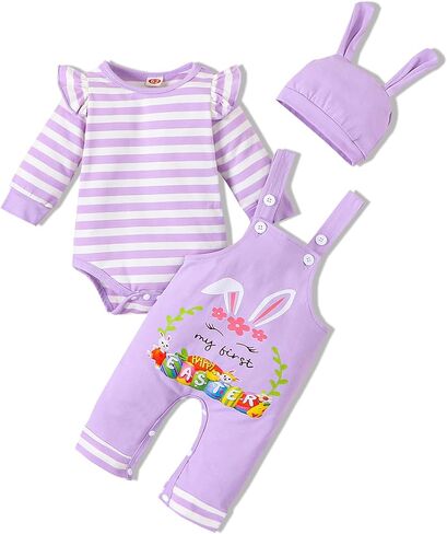 Baby Girl My 1st Easter Outfits Infant Baby Girl Easter Clothes Baby Bunny Outfits in Saudi Arabia