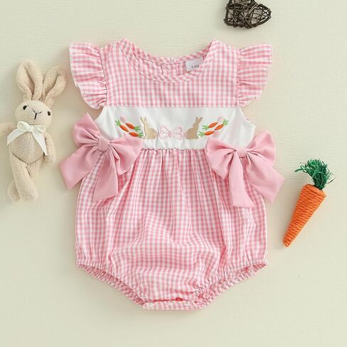 Newborn Baby Girl Easter Outfit Infant Girl Clothes Baby Easter Romper Jumpsuit Summer Baby Girl Clothes in Kuwait