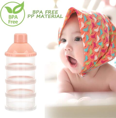 Accmor Formula Dispenser On The Go, 4 Compartments Stackable Formula Container for Travel, Baby Milk Powder Kids Snack Container, BPA Free ﻿ in Kuwait