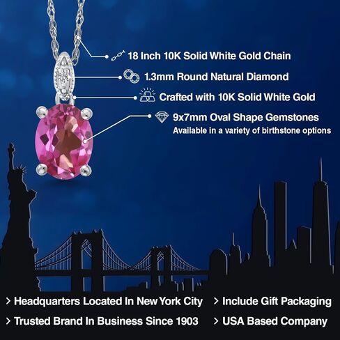 Gem Stone King 10K White Gold Black Sapphire and White Diamond Pendant Necklace For Women (2.54 Cttw, Gemstone Birthstone, Oval 9X7MM, With 18 Inch Chain) in Saudi Arabia