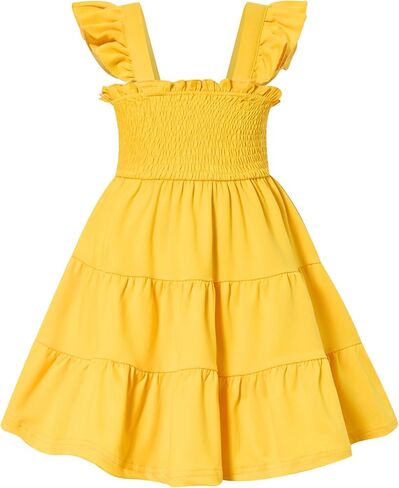 Vieille Toddler Girls Rainbow Dress Summer Ruffle Sleeveless Kids Princess Casual Dress 2-6 Years in Saudi Arabia