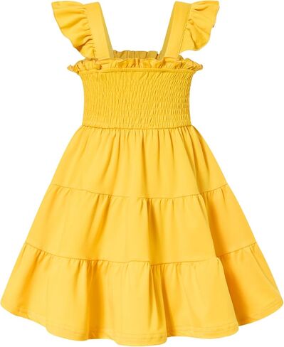 Vieille Toddler Girls Rainbow Dress Summer Ruffle Sleeveless Kids Princess Casual Dress 2-6 Years in Saudi Arabia