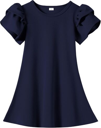 Toddler Dress Summer Baby Girl Dresses Layered Ruffle Sleeve Kids Cute Sundress Beach Birthday Party in Kuwait