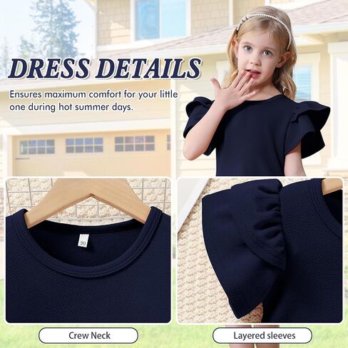 Toddler Dress Summer Baby Girl Dresses Layered Ruffle Sleeve Kids Cute Sundress Beach Birthday Party in Kuwait