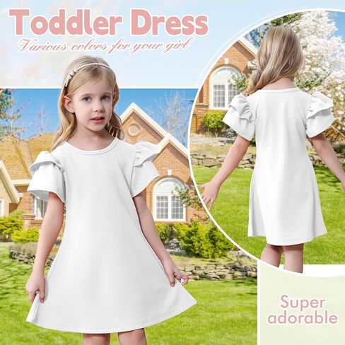 Toddler Dress Summer Baby Girl Dresses Layered Ruffle Sleeve Kids Cute Sundress Beach Birthday Party in Kuwait