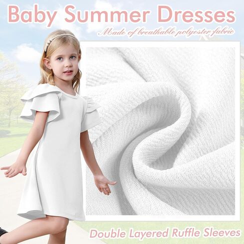 Toddler Dress Summer Baby Girl Dresses Layered Ruffle Sleeve Kids Cute Sundress Beach Birthday Party in Kuwait
