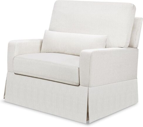 Namesake Crawford Pillowback Chair and a Half Comfort Swivel Glider in Fog Chatham Stripe Performance Eco-Weave, Water Repellent, Greenguard Gold & CertiPUR-US Certified in Kuwait