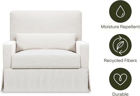 Namesake Crawford Pillowback Chair and a Half Comfort Swivel Glider in Fog Chatham Stripe Performance Eco-Weave, Water Repellent, Greenguard Gold & CertiPUR-US Certified in Kuwait