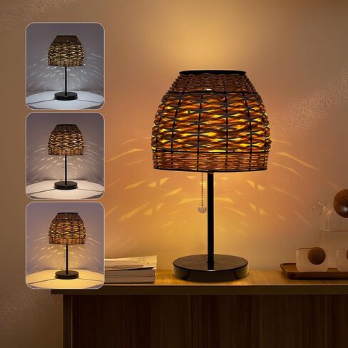 Solar Table Lamps for Outside,Handmade Rattan Woven LED Desk Outdoor Lamp Waterproof Boho Decoration for Garden,Yard,Patio,Porch,Trees,Lawn,Pathway(Austin Natural Brown) in Kuwait