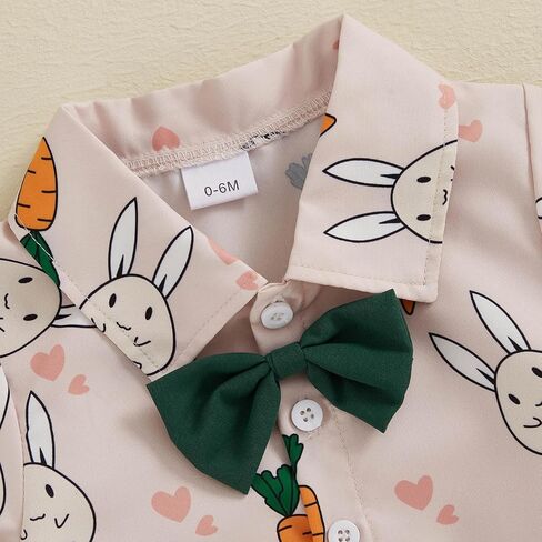Toddler Baby Boy Easter Outfits Short Sleeve Bunny Carrot Shirt Tops and Shorts Sets Newborn Infant Summer Clothes in Kuwait