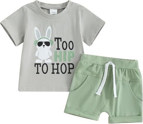 Hnyenmcko Toddler Baby Boy Easter Easter Stepits Bunny Letter Print There Short Sleeve Thirt و Disual Shorts مجموعات 2 مساءً الصيف in Kuwait