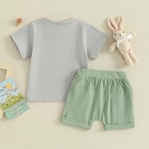 Hnyenmcko Toddler Baby Boy Easter Easter Stepits Bunny Letter Print There Short Sleeve Thirt و Disual Shorts مجموعات 2 مساءً الصيف in Kuwait