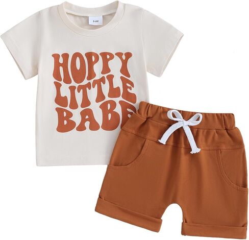 Hnyenmcko Toddler Baby Boy Easter Easter Stepits Bunny Letter Print There Short Sleeve Thirt و Disual Shorts مجموعات 2 مساءً الصيف in Kuwait