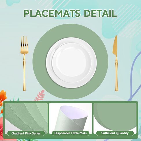 100 Pcs Pink Paper Place Mats 13.5 Inch Round Placemats Gradient Disposable Table Mats for Birthday Party Wedding Baby Shower Reception Decor in Saudi Arabia