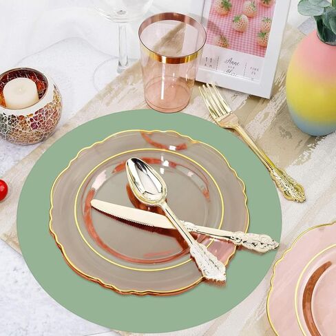 100 Pcs Pink Paper Place Mats 13.5 Inch Round Placemats Gradient Disposable Table Mats for Birthday Party Wedding Baby Shower Reception Decor in Saudi Arabia