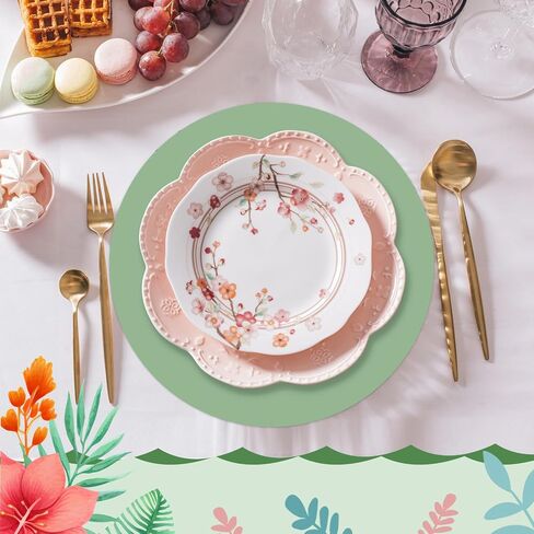 100 Pcs Pink Paper Place Mats 13.5 Inch Round Placemats Gradient Disposable Table Mats for Birthday Party Wedding Baby Shower Reception Decor in Saudi Arabia