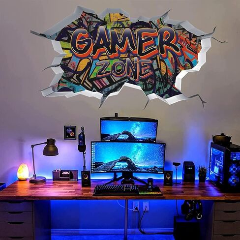 Toarti 3D Game Wall Secals ، ملصقات جدار الألعاب للأولاد غرفة ألعاب ألعاب ألعاب ألعاب خلفية للأطفال ديكور غرفة اللعب in Kuwait