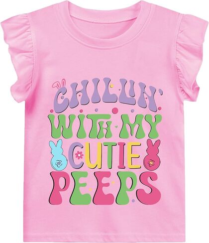 الأطفال عيد الفصح قميص الفتيات الهيب هوب أرنب Tees Toddler Sleeve لطيف أرنب الوردي Thirt Thert Cloths 2-7 سنوات in Kuwait