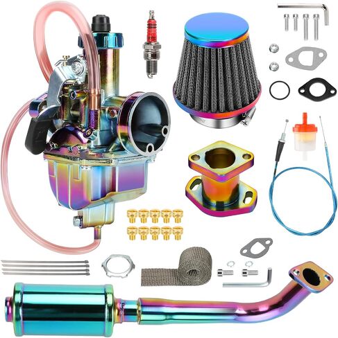 HIAORS VM22 26mm Carburetor Exhaust Pipe Muffler Jet Kit for Predator 212cc 196cc 224cc 6.5HP Coleman CT200U BT200X Baja Warrior MB200 GX160 OHV Clone Engine Mini Bike KT196 Go Kart Performance Parts in Saudi Arabia