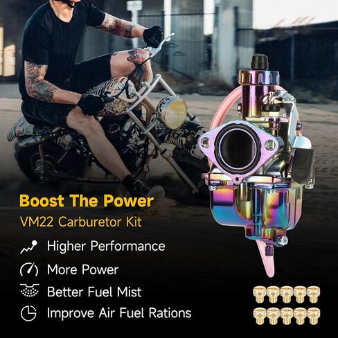 HIAORS VM22 26mm Carburetor Exhaust Pipe Muffler Jet Kit for Predator 212cc 196cc 224cc 6.5HP Coleman CT200U BT200X Baja Warrior MB200 GX160 OHV Clone Engine Mini Bike KT196 Go Kart Performance Parts in Saudi Arabia