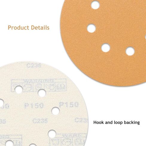 50 PCS 100 Grit 5 Inch 8 Hole Sanding Discs, Hook and Loop Gold Sandpaper Pads for Random Orbital Sander in Saudi Arabia