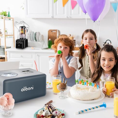 2.6 Qt Ice Cream Maker with Compressor, LCD Digital Display & Timer, No Pre-freezing, Automatic Ice Cream Machine for Homemade Use, Stainless Steel in Saudi Arabia