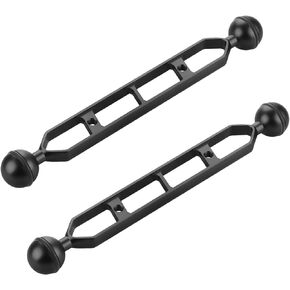 Black 9" Double Ball Aluminum Alloy Extension Arm, 1" Ball Head Connector Underwater Arm for Strobe/Video Light/Diving Camera Tray, Waterproof and Rustproof (2pack)