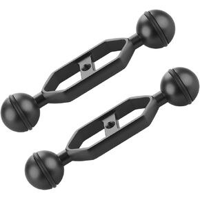 Black 5" Double Ball Aluminum Alloy Extension Arm, 1" Ball Head Connector Underwater Arm for Strobe/Video Light/Diving Camera Tray, Waterproof and Rustproof (2pack)