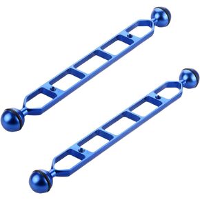 Blue 11" Double Ball Aluminum Alloy Extension Arm, 1" Ball Head Connector Underwater Arm for Strobe/Video Light/Diving Camera Tray, Waterproof and Rustproof (2pack)