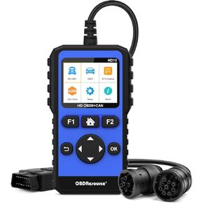 OBDResource Full Systems Heavy Duty Truck Scanner Tool HDOBD/EOBD/OBD2 Automotive Scanner Diagnostic Tool for Truck & Car 2 in 1 Code Reader for Most 12V 24V Diesel Vehicles