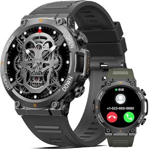 ZKCREATION Smart Watch for Men, 400mAh Military Smartwatch, 107 Sports Modes, 1.39" IPS Waterproof Outdoor Smart Watches with Heart Rate/Sleep Monitor/Blood Pressure for Android and iOS, Black