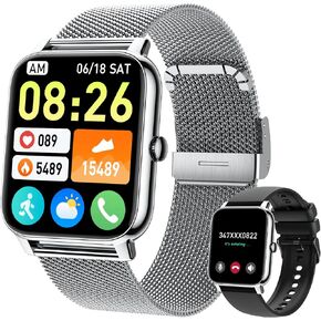 Smart Watch for Women Men Fitness: (Make/Answer Call) Bluetooth Smartwatch for Android Phones iPhone Waterproof Outdoor Sport Digital Running Watches Health Tracker Heart Rate Monitor Step Counter