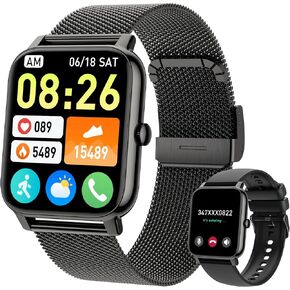 Smart Watch for Women Men Fitness: (Make/Answer Call) Bluetooth Smartwatch for Android Phones iPhone Waterproof Outdoor Sport Digital Running Watches Health Tracker Heart Rate Monitor Step Counter