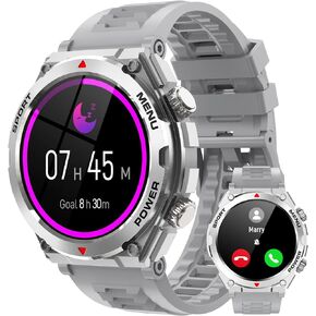 Military Smart Watch, 1.52-Inch Touch Screen Tactical Smartwatch with Text and Call, Heart Rate, Blood Oxygen, and Activity Trackers - Compatible with iPhone and Android, for Men and Women(Black)