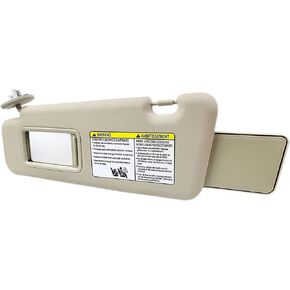 Left Driver Side Sun Visor with W/Vanity Light Compatible with Toyota Highlander 2008-2013 Replaces # 74320-48500-B0 (Gray)
