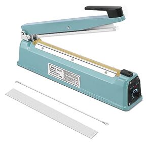 Flexzion Impulse Sealer 8 Inch (200mm) 300W Heat Sealer Machine with Adjustable Heating Mode, No Warm Up Needed, Portable Bag and Seal Impulse with Replacement Element Grip and Teflon Tape