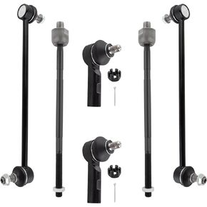BOXI (Set of 6) Front Inner & Outer Tie Rod End Links + Front Stabilizer Sway Bar End Links Suspension Kit Fit for Suzuki SX4 2007 2008 2009 2010 2011 2012 2013 | Replace ES800363 EV800714 K750060