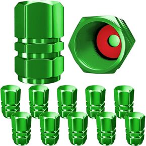 Tire Valve Caps, Premium Metal Rubber Seal Tire Valve Stem Caps, Dust Proof Covers Universal fit for Cars, SUVs, Bike and Bicycle, Trucks, Motorcycles (Red)