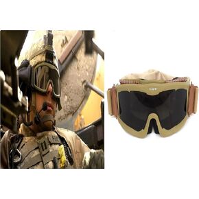 نظارات GALAXYLENSE Desert Storm القتالية لركوب الخيل للرجال - نظارات مقاومة للصدمات - حماية من الأشعة فوق البنفسجية بنسبة 99% - 3 عدسات بديلة