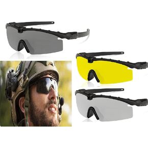 GALAXYLENSE Ballistic Z87 Tactical Military Shooting Sunglasses 3 Replacement Lens Prescription Glasses Holder Black