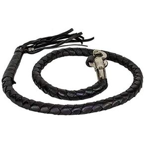 42" Long 1/2" Diameter All Black Naked Soft Genuine Leather Motorcycle Get Back Whip