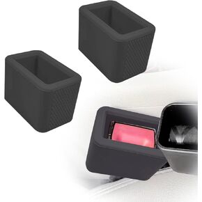 2 Pack Silicone Car Safety Belt Buckle Holder Makes Receptacle Upright, Safety Belt Buckle Booster, Suitable for Kids, for Easy Access, Car Accessories (Black)