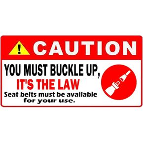 Fasten Your Seat Belts Caution Sign Stickers, 5×2.5 Inch Seat Belts Must Be Available for Your Use You Must Buckle Up It's The Law Self Waterproof Adhesive Vinyl Sticker Labels （10 Pack