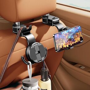 Headrest Hook for Car Seat Back with Magnetic Phone Holder, Multifunctional Car Seat Hooks for Purses And Bags Handbag Grocery Bag, Purse Hanger Car Organizers And Storage Accessories for Women