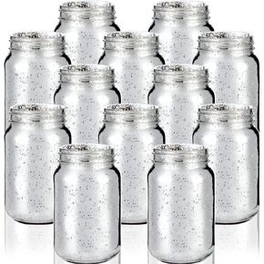 12 Pcs Decorative Mason Jars Painted Mason Jars 16oz Wide Mason Jar for Table Centerpiece DIY Home Decoration Birthday Housewarming Party Wedding Favor (Gold)